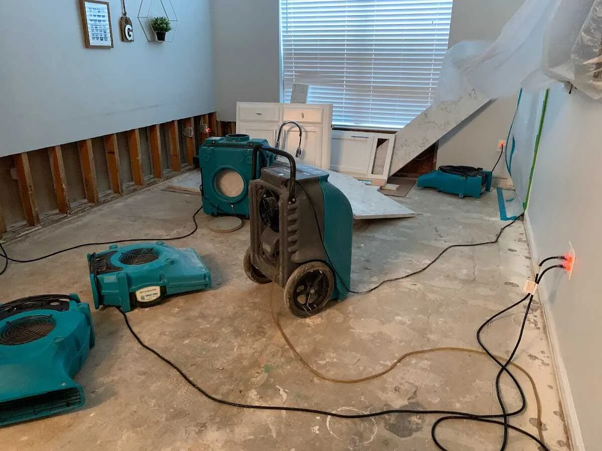 Dehumidifier in flood-cut room for Water Damage Restoration in Schuylkill Haven